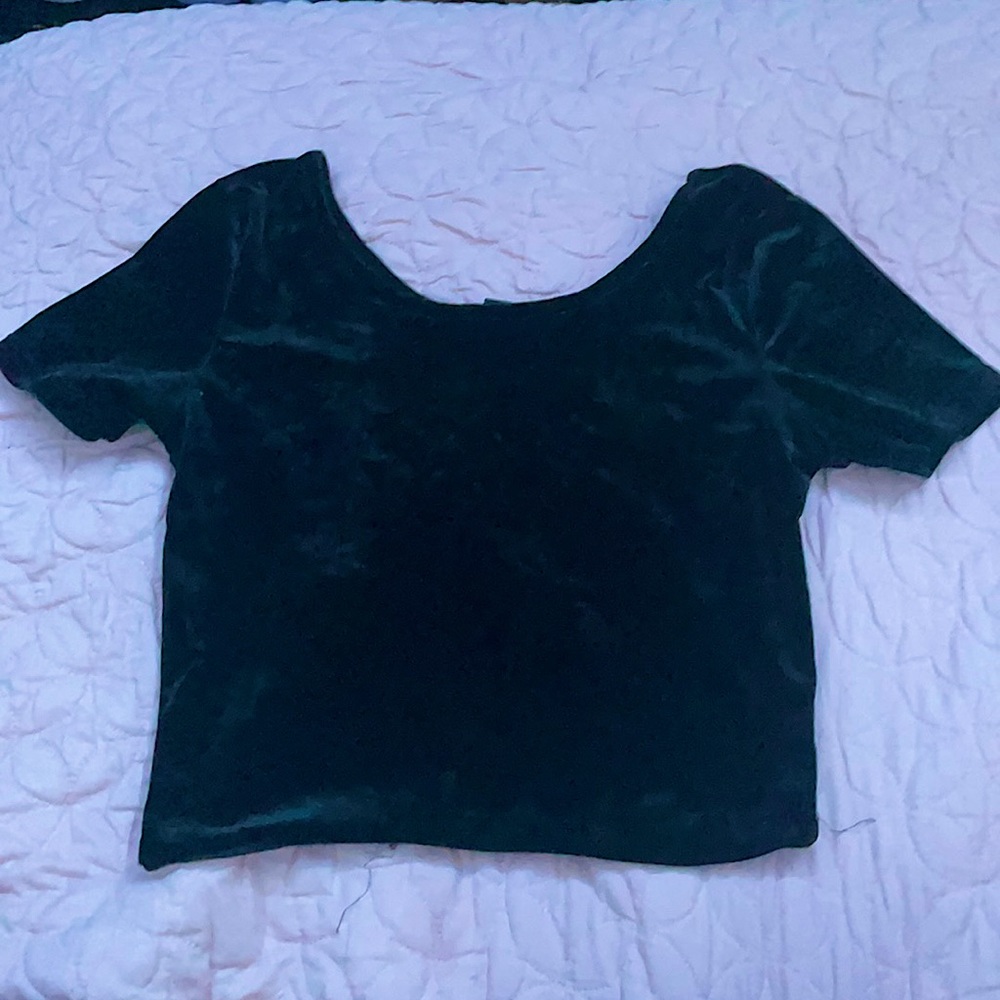 a black velvet shirt.